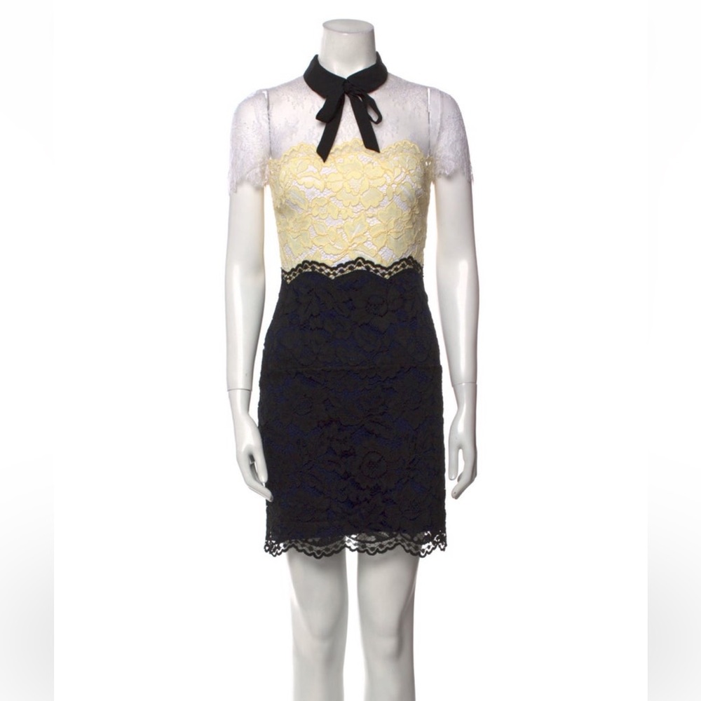 Sandro Paris lace pattern short sleeve mini dress